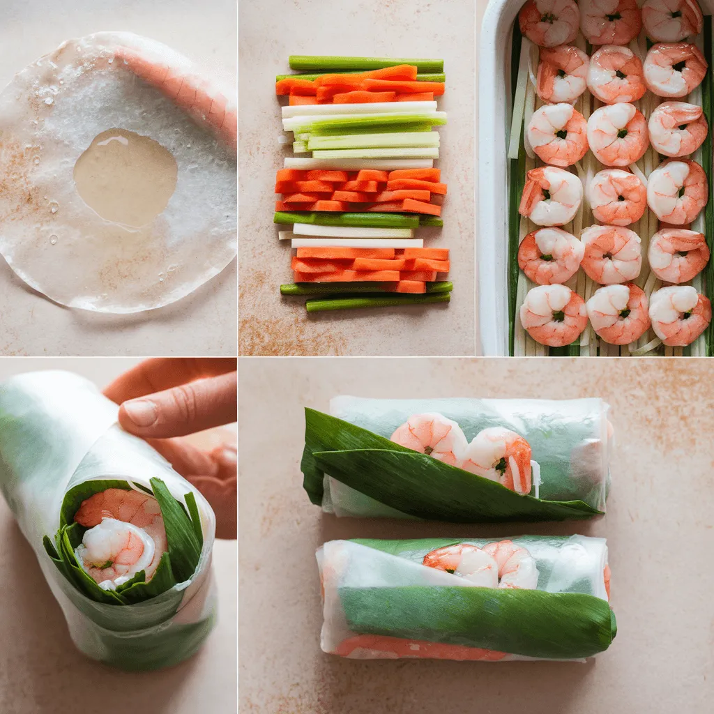 Shrimp spring rolls preparation