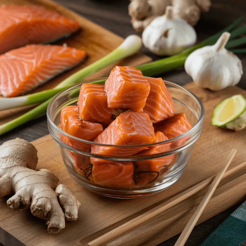 Preparing teriyaki salmon marinade