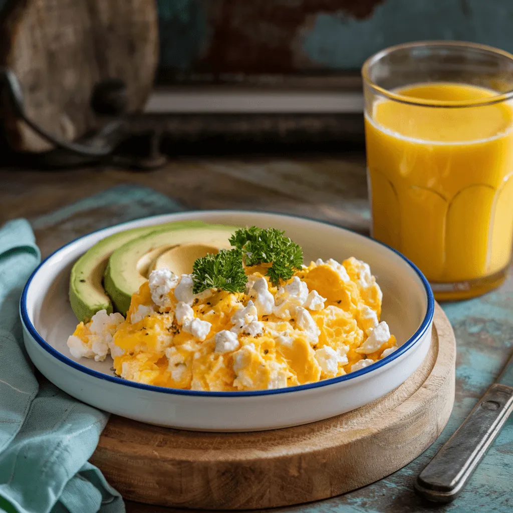 Perfect scrambled eggs with cottage cheese