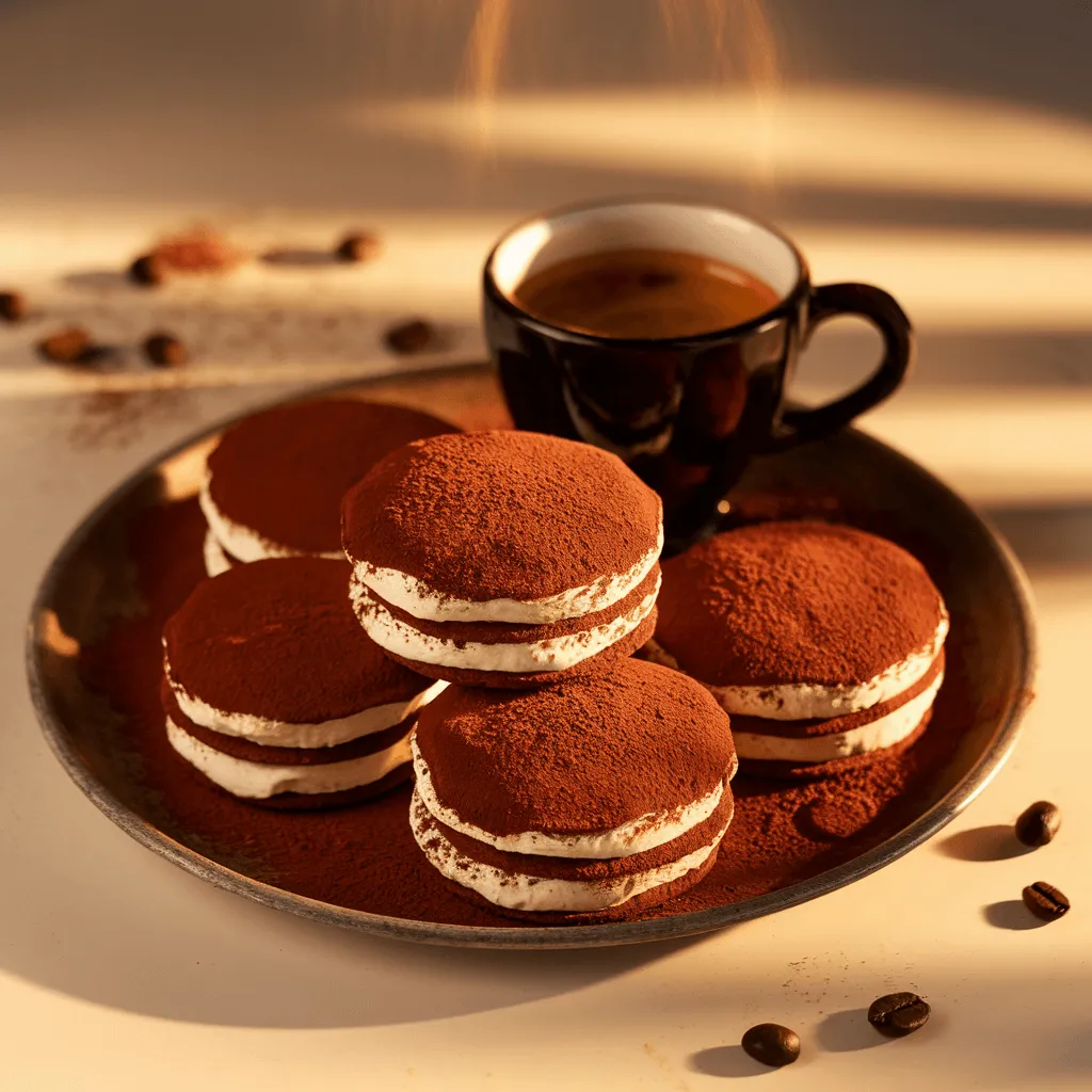 Freshly baked Tiramisu Cookies on a rustic plate