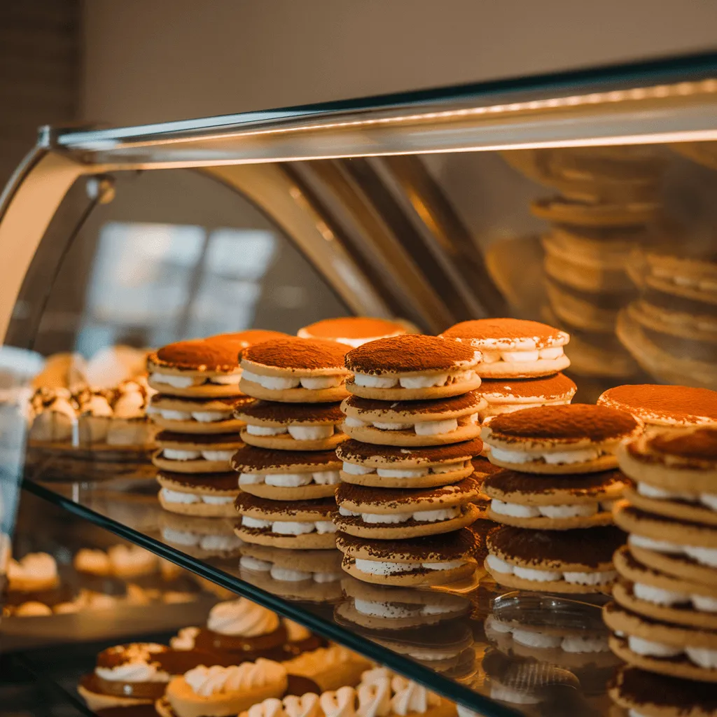 Tiramisu Cookies in a Bakery Display