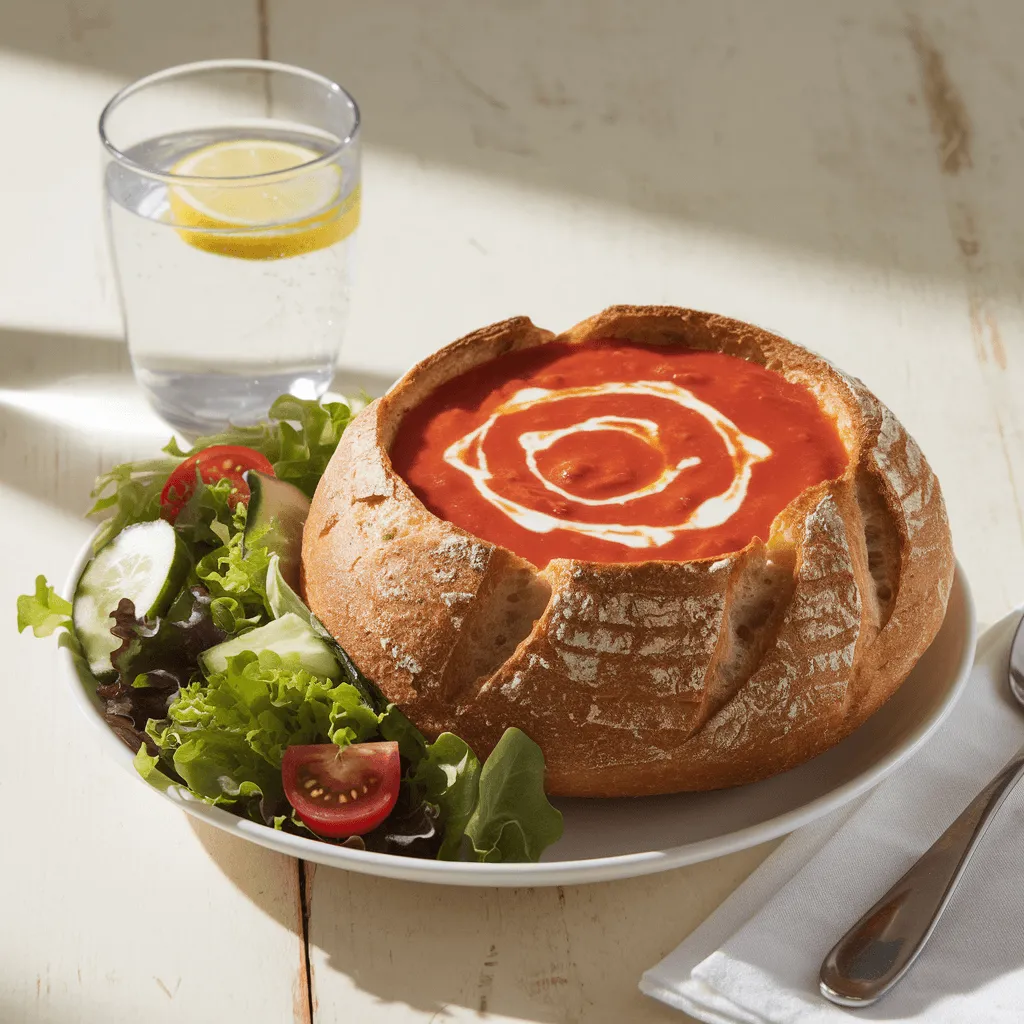 Panera Bread Bowl with a side salad