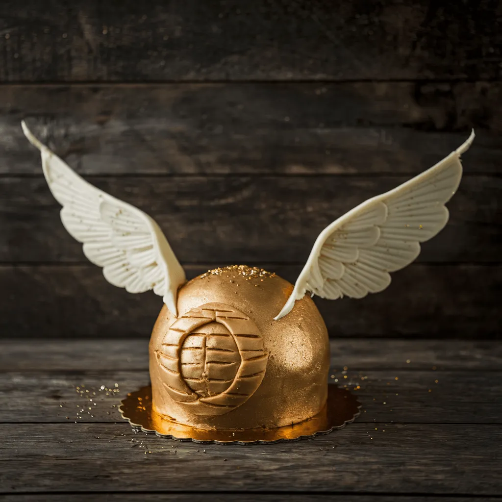 Golden Snitch Cake with edible wings