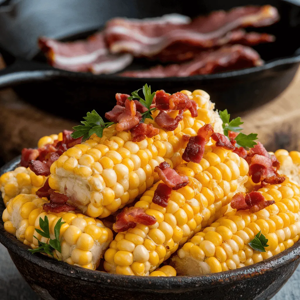 Fried corn recipe with crispy bacon