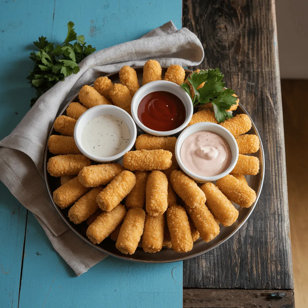 Corn nuggets with dipping sauces