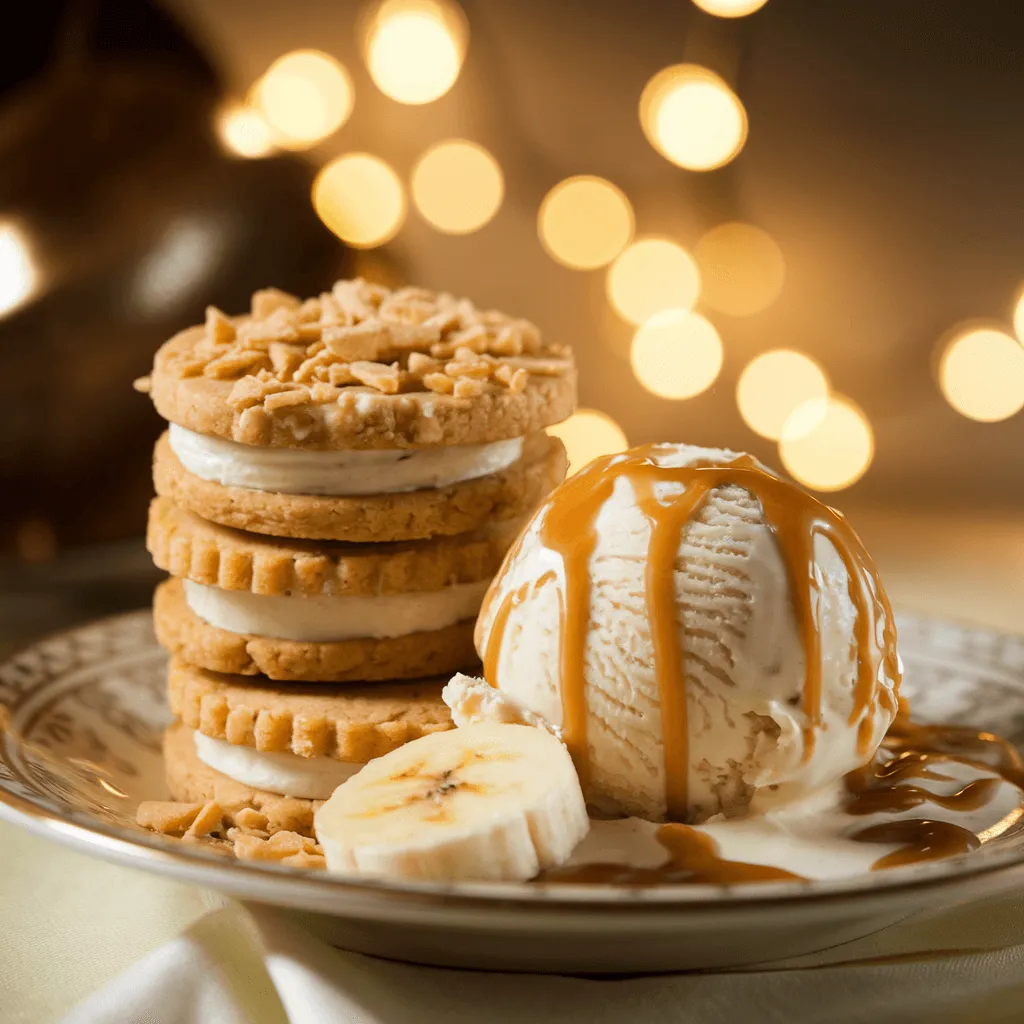 Banana pudding cookies with ice cream