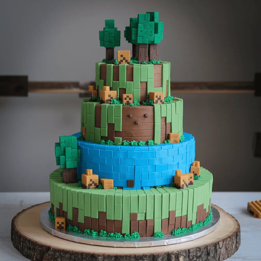 3D Minecraft Biome Cake with Multiple Layers