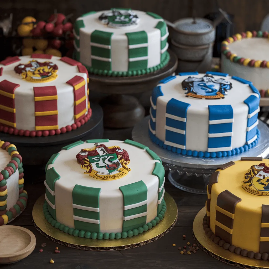 Gryffindor and Slytherin-themed Harry Potter Birthday Cakes