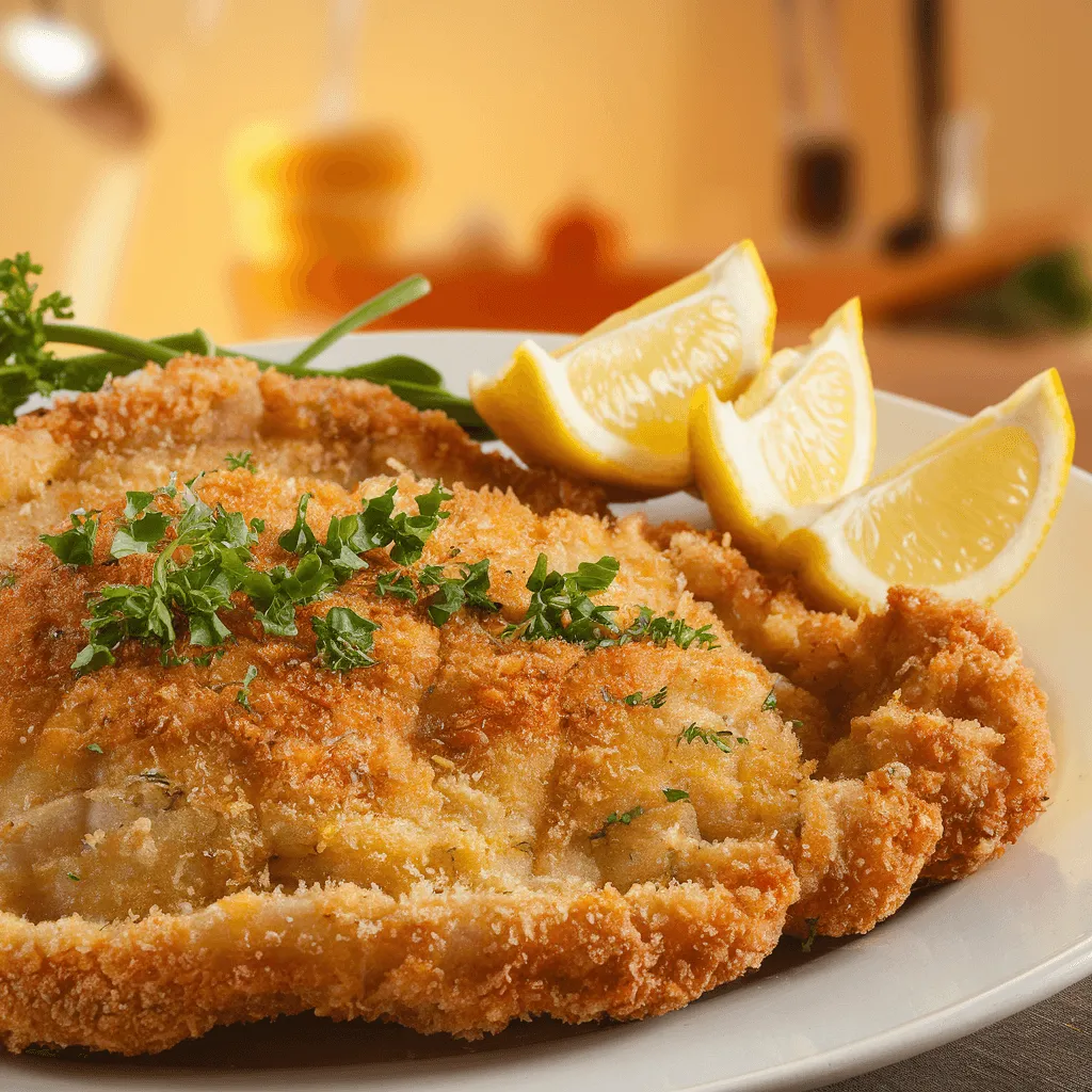 Crispy Beef Schnitzel with lemon and parsley