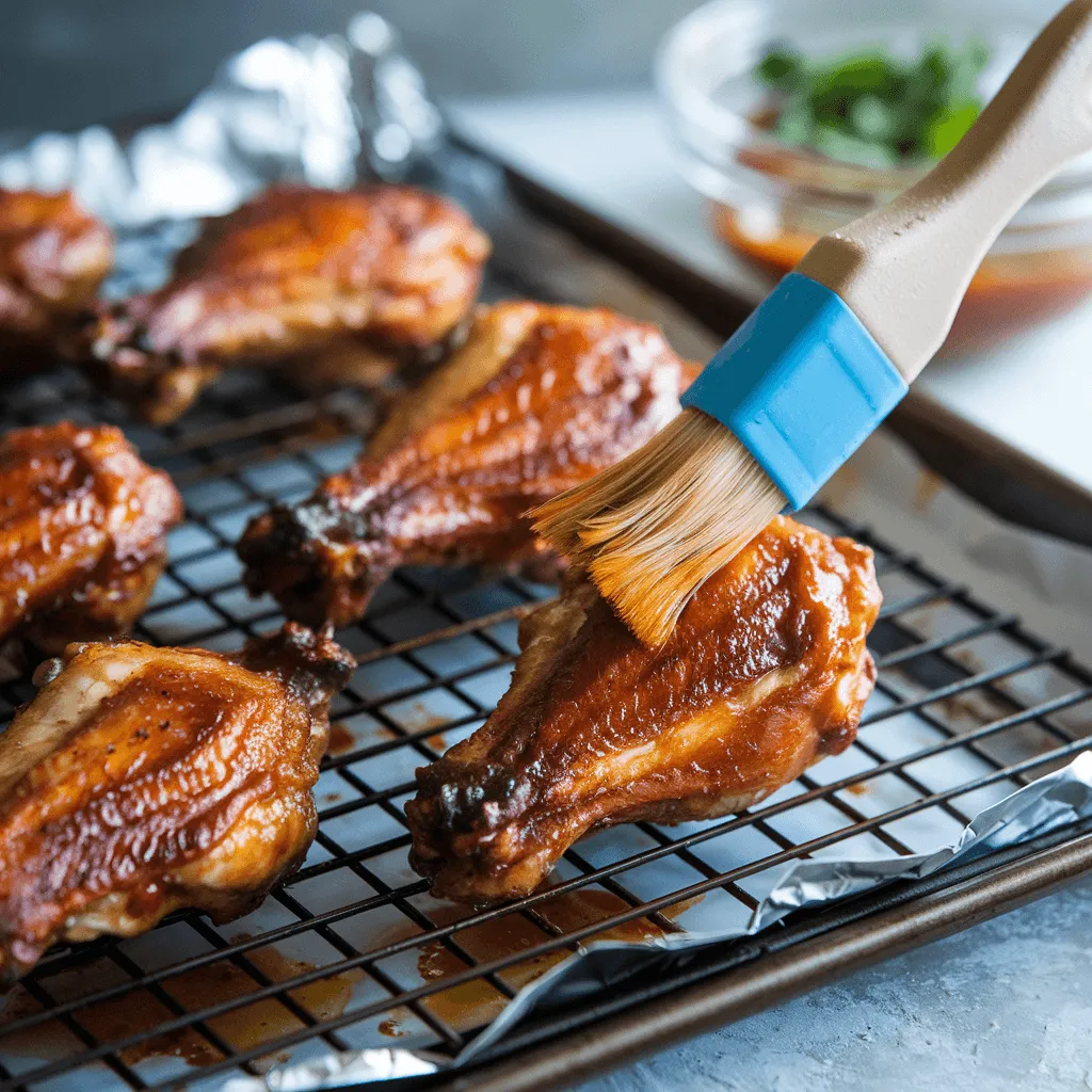 Baked fish sauce chicken wings on a wire rack