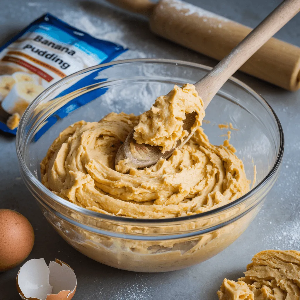 Mixing banana pudding cookie dough