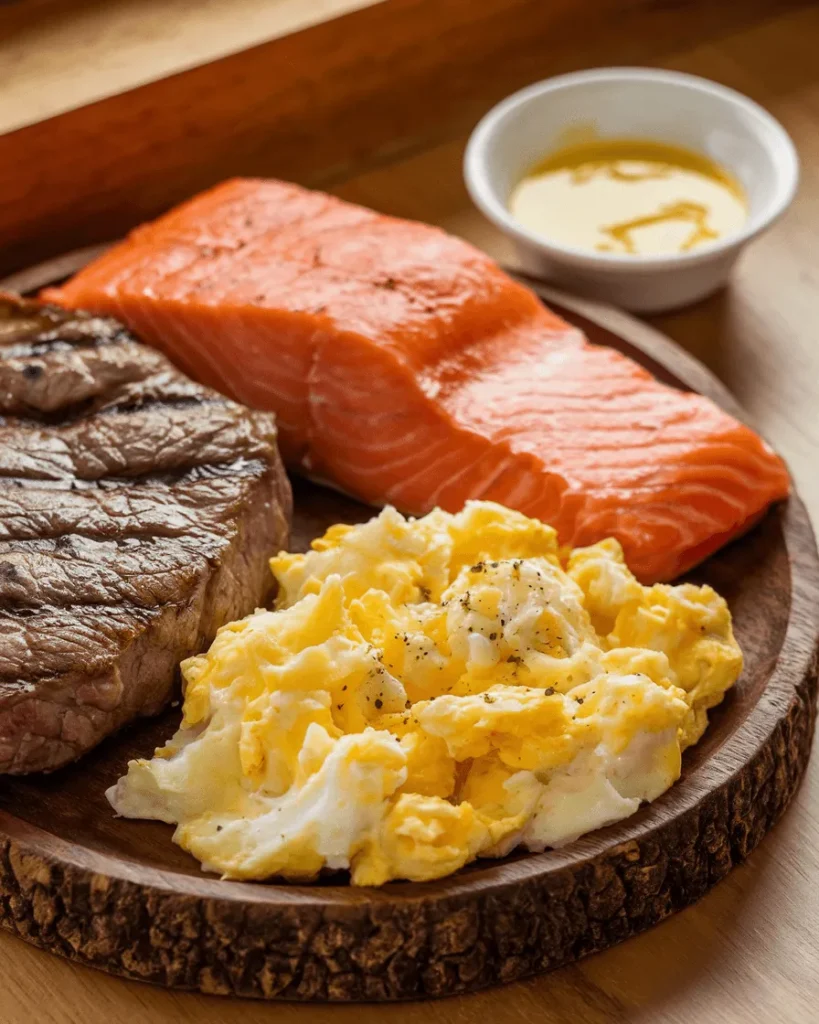 Protein and healthy fats in a carnivore diet breakfast