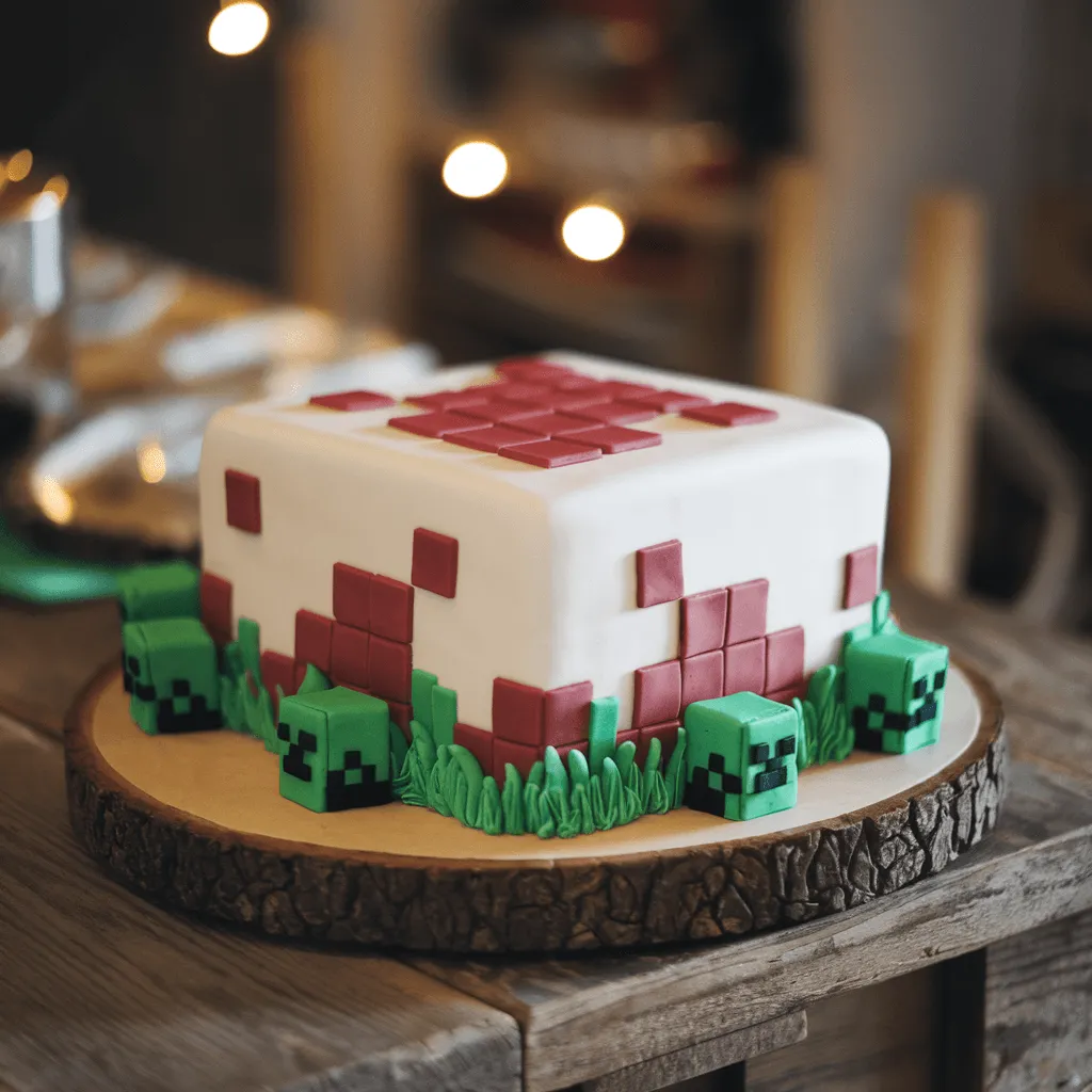 Minecraft Cake with Pixelated Design