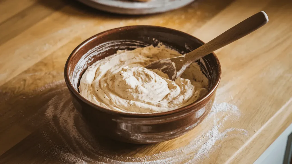 Mixing Cottage Cheese Bread Dough