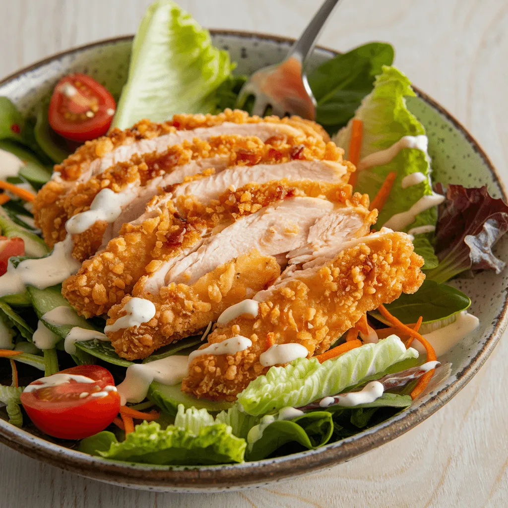 Crispy Chicken Salad with golden fried chicken