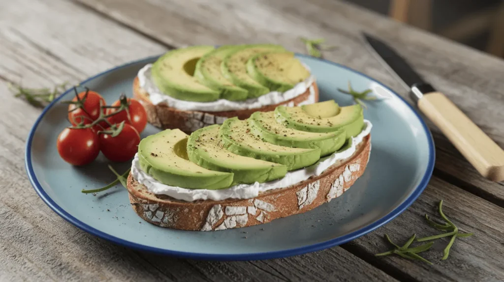 Cottage Cheese Bread with Avocado and Soft Cheese