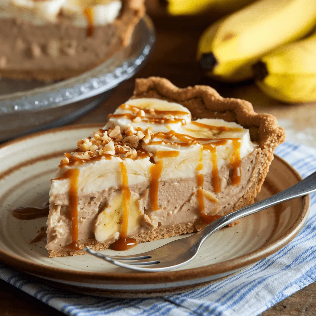 Close-up of a banana terracotta pie slice