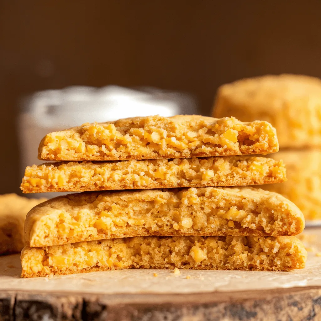 Close-up of cornbread cookies showing texture