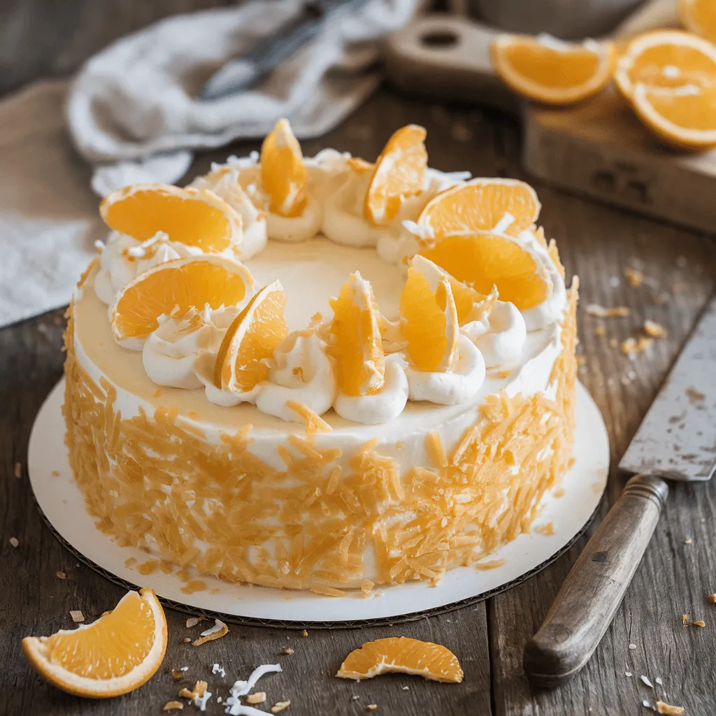 Freshly baked mandarin orange cake with frosting