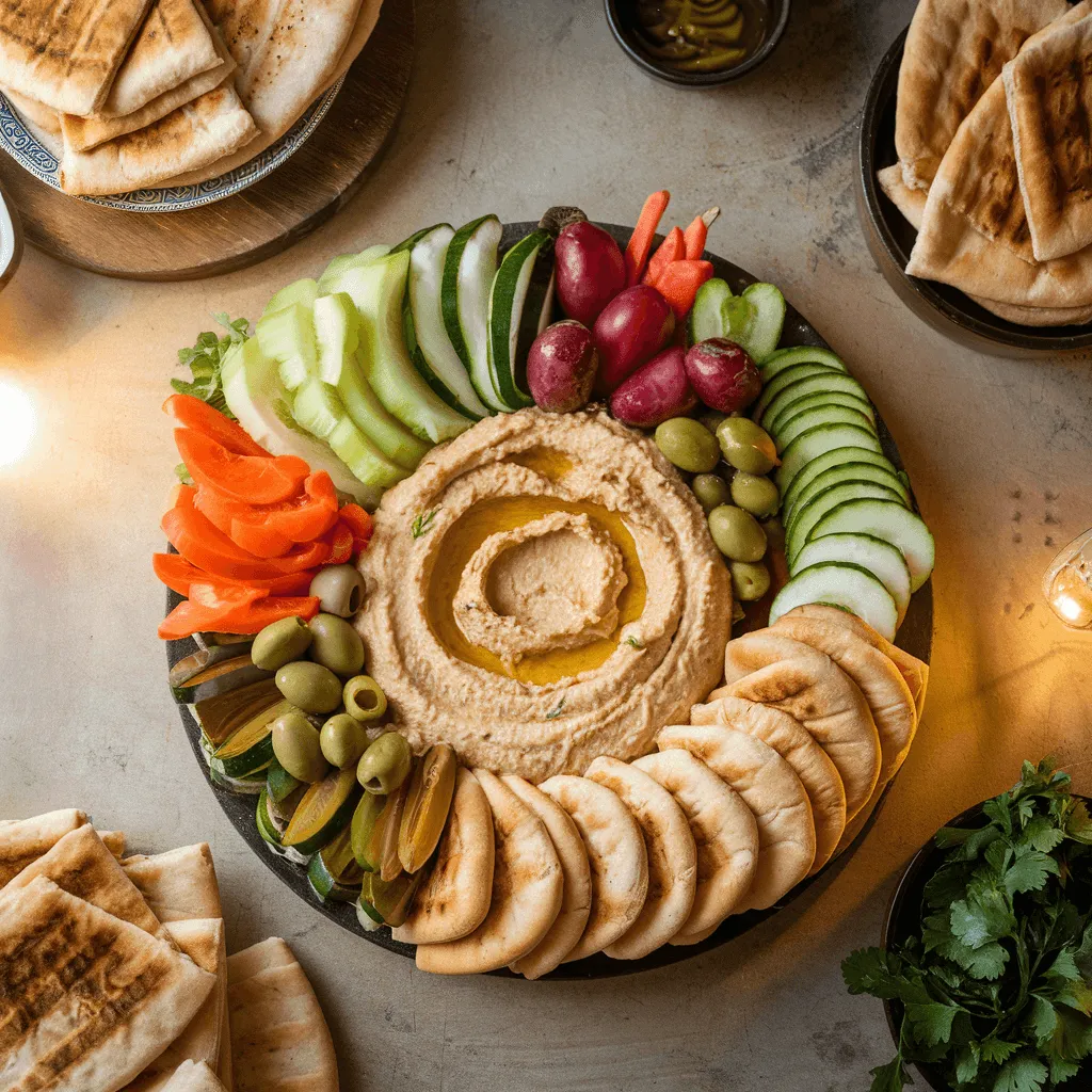 Hummus with Fresh Vegetables and Pita