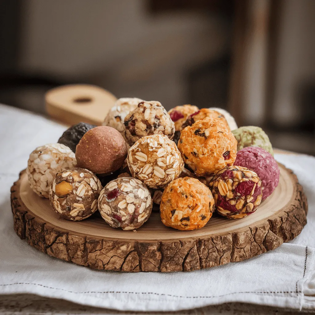 "Healthy energy balls recipe assortment"