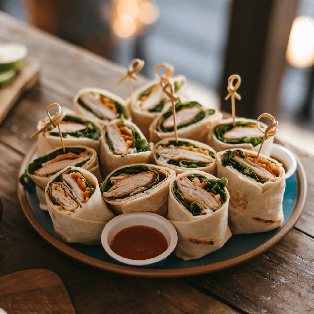 Mini crispy chicken wraps for parties