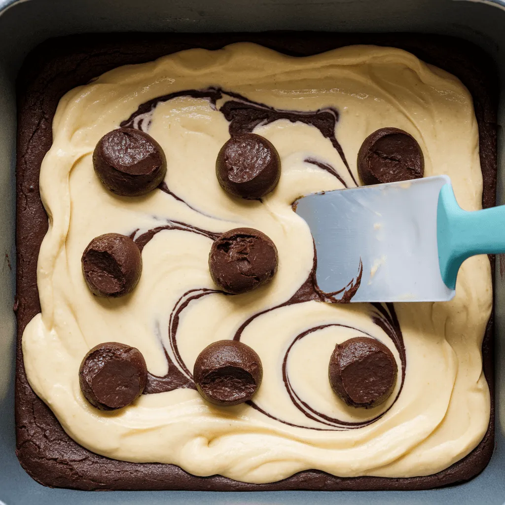 Layering banana pudding on brownie batter