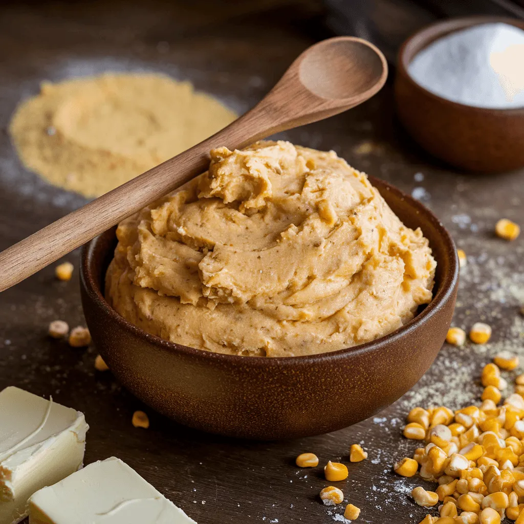 Mixing cornbread cookie dough in a bowl