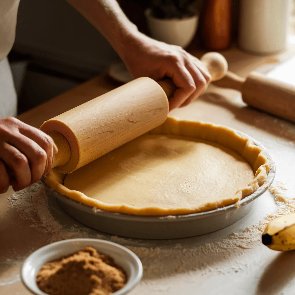 Pie crust preparation for banana terracotta pie