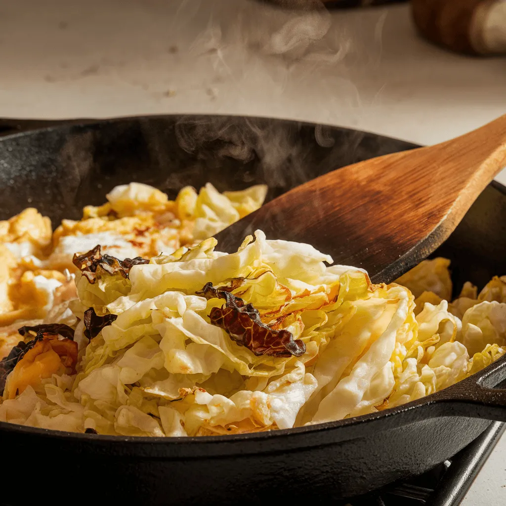 stir-fried cabbage and scrambled eggs