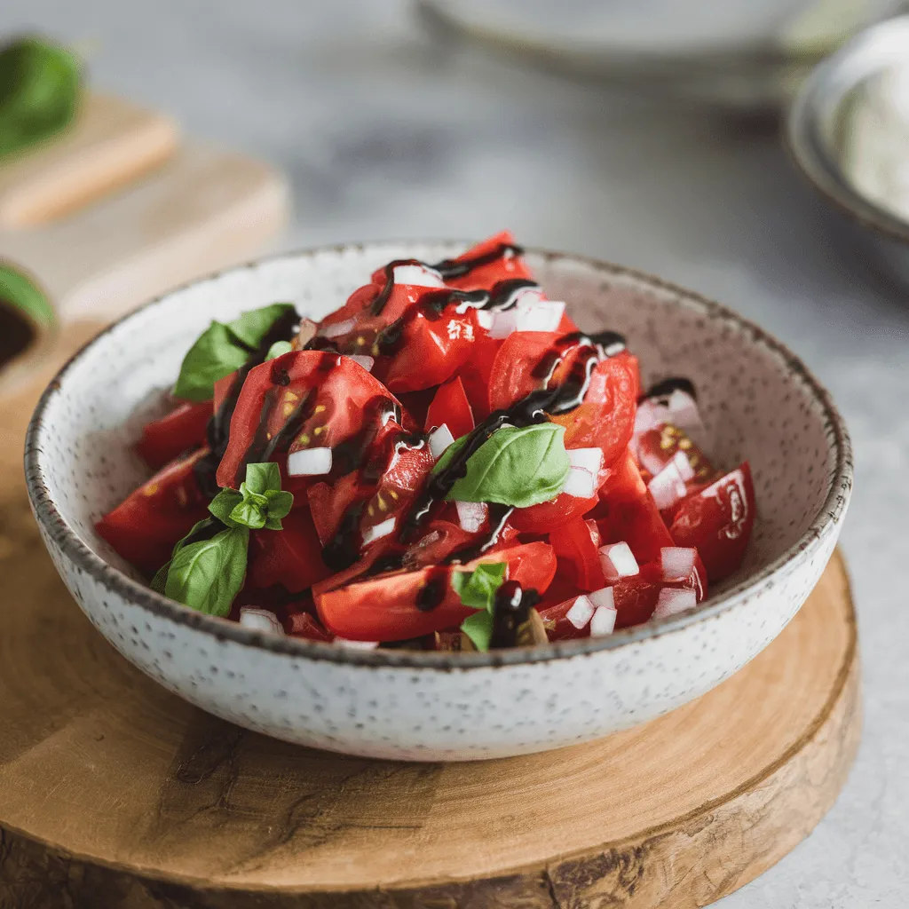 Tomato and onion salad with balsamic dressing